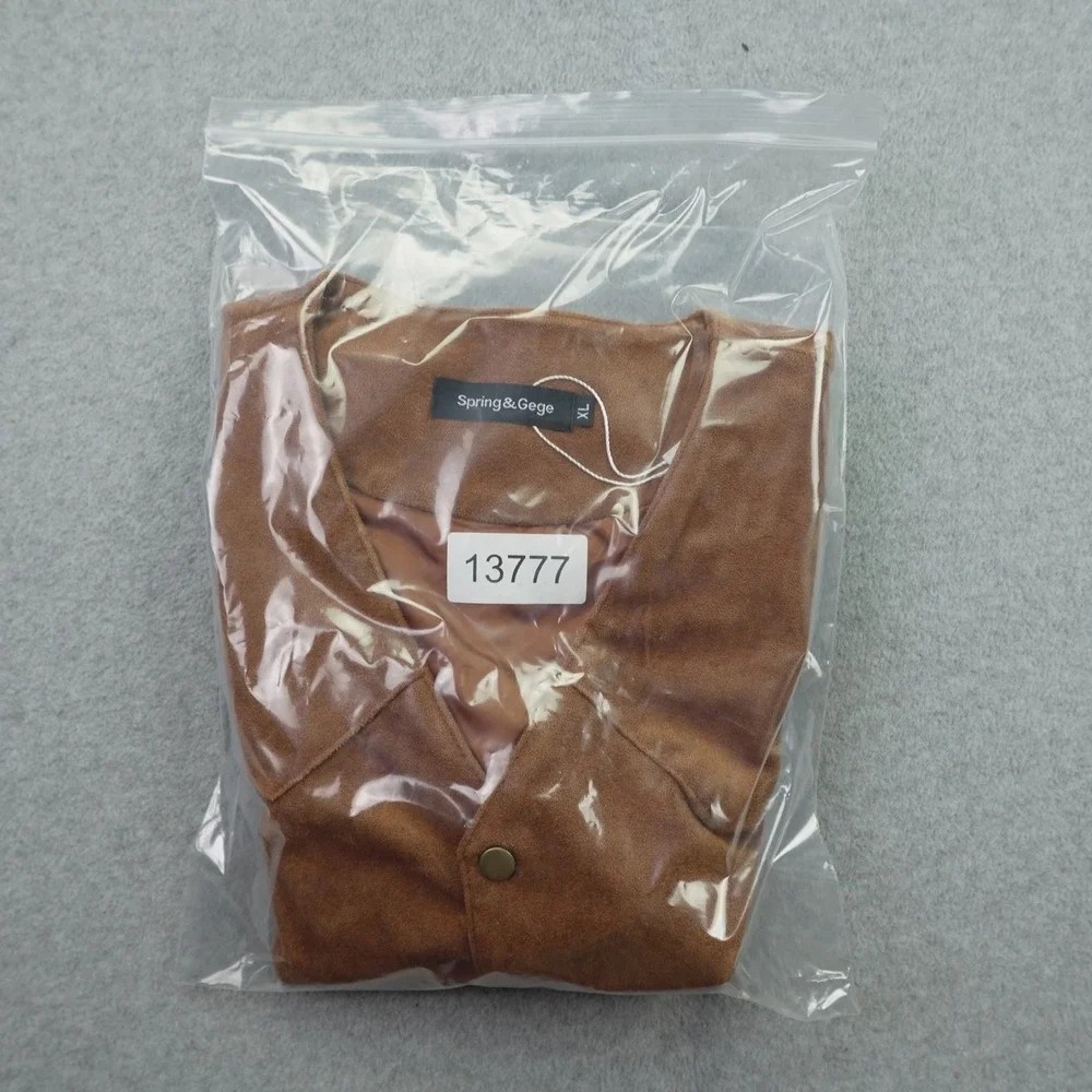 Spring & Gege Vest Boys XL Brown  Faux Suede Western Cowboy Snap Button